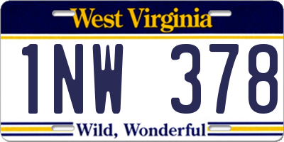 WV license plate 1NW378