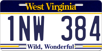 WV license plate 1NW384