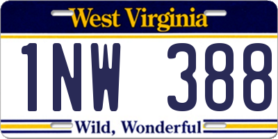 WV license plate 1NW388