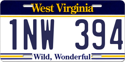 WV license plate 1NW394