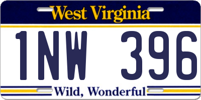 WV license plate 1NW396