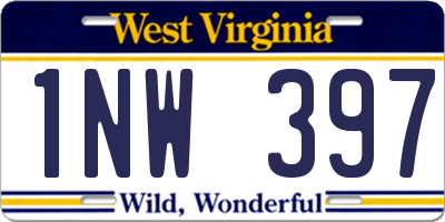 WV license plate 1NW397