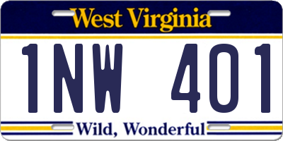 WV license plate 1NW401