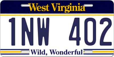 WV license plate 1NW402