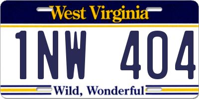 WV license plate 1NW404