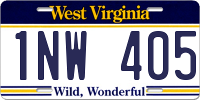 WV license plate 1NW405