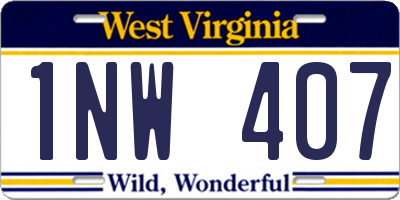 WV license plate 1NW407