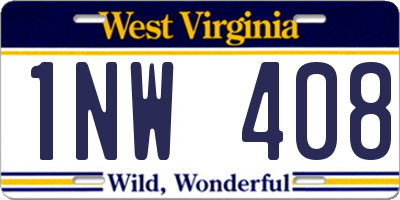 WV license plate 1NW408