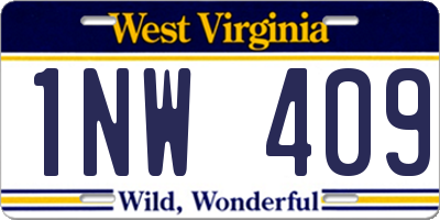 WV license plate 1NW409