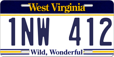 WV license plate 1NW412