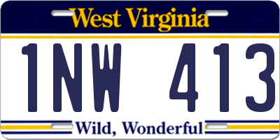 WV license plate 1NW413