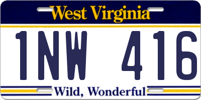 WV license plate 1NW416