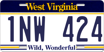 WV license plate 1NW424