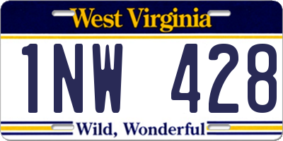 WV license plate 1NW428
