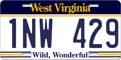WV license plate 1NW429