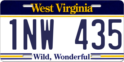 WV license plate 1NW435