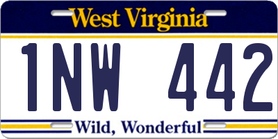 WV license plate 1NW442