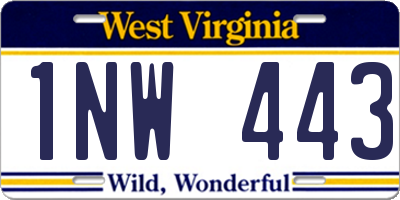 WV license plate 1NW443