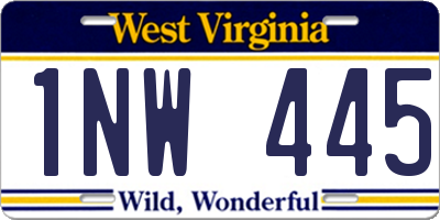 WV license plate 1NW445