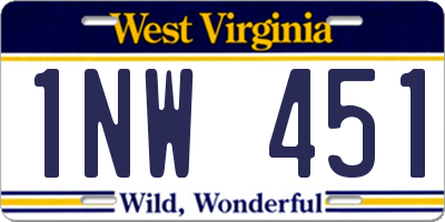 WV license plate 1NW451