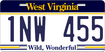 WV license plate 1NW455