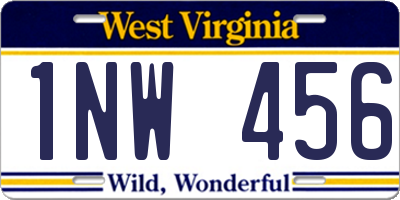 WV license plate 1NW456