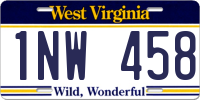 WV license plate 1NW458