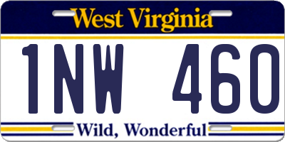WV license plate 1NW460
