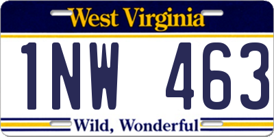WV license plate 1NW463