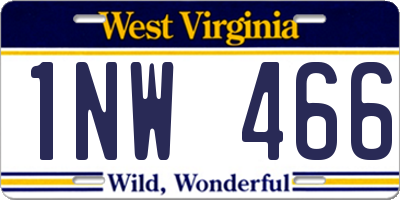 WV license plate 1NW466