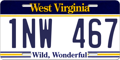 WV license plate 1NW467