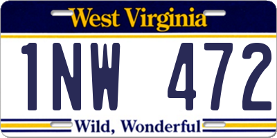WV license plate 1NW472