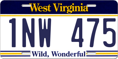WV license plate 1NW475