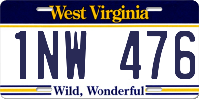 WV license plate 1NW476