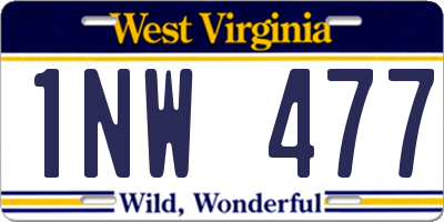 WV license plate 1NW477