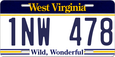 WV license plate 1NW478