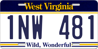 WV license plate 1NW481