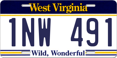 WV license plate 1NW491