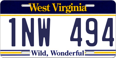 WV license plate 1NW494