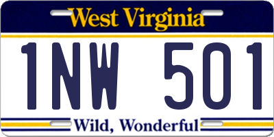 WV license plate 1NW501