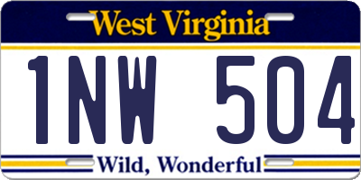 WV license plate 1NW504