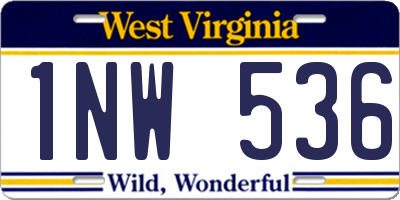 WV license plate 1NW536