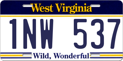 WV license plate 1NW537