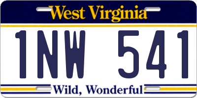 WV license plate 1NW541