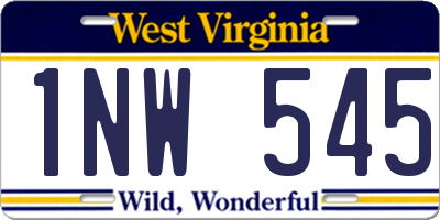 WV license plate 1NW545
