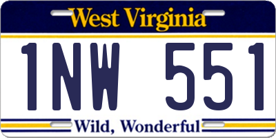 WV license plate 1NW551