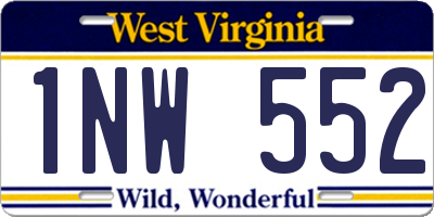 WV license plate 1NW552