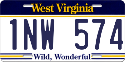 WV license plate 1NW574