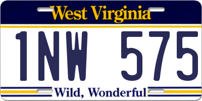 WV license plate 1NW575