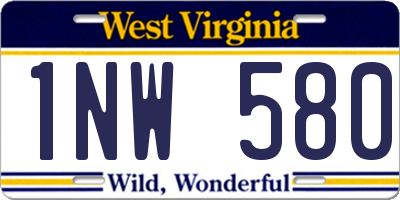WV license plate 1NW580